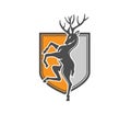 Standing deer with colorful shield vector