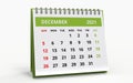 Standing Desk Calendar December 2021 green Royalty Free Stock Photo