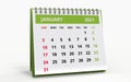 Standing Desk Calendar January 2021. Business monthly calendar with metal spiral bound