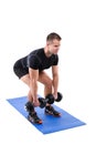 Standing Dumbbell Calf Raise or Squats workout Royalty Free Stock Photo