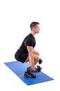 Standing Dumbbell Calf Raise or Squats workout Royalty Free Stock Photo