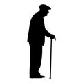 Standing Elderly man with cane silhouette