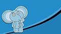 Standing elephant plush toy sticker cartoon background