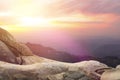 Standing empty on top of a mountain view