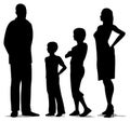 standing family of four, silhouette Royalty Free Stock Photo