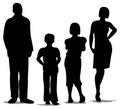 standing family of four, silhouette Royalty Free Stock Photo