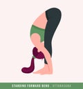 Standing forward bend / Uttanasana Yoga pose. Young woman practicing yoga / exercise. Woman workout fitness, aerobic and exercises