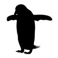 Standing On a Front Adelie Pinguin Silhouette Isolated On White