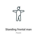 Standing frontal man outline vector icon. Thin line black standing frontal man icon, flat vector simple element illustration from