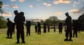 Standing With Giants memorial installation to the dead of the Falklands War - military silhouettes in Thoresby Park, Nottinghamshi