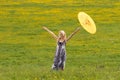 Standing girl with parasol on