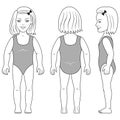 Standing girl preschooler vector