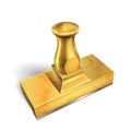 Standing Golden Metal Office Stamp Cliche Vector