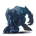 Standing ice golem concept art on white background