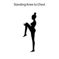 Standing knee to chest pose yoga workout silhouette