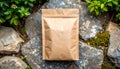 Standing Kraft Pouch on Stone Royalty Free Stock Photo