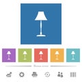 Standing lampshade flat white icons in square backgrounds