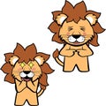 standing lion character cartoon standing funny expressions pack