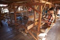 Standing loom workshop on the Lake Inle Myanmar