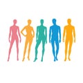 Standing male and female figures silhouette Royalty Free Stock Photo