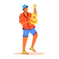 Standing male playing ukulele flat color vector faceless character Royalty Free Stock Photo