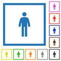 Standing man flat framed icons Royalty Free Stock Photo
