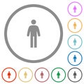Standing man flat icons with outlines Royalty Free Stock Photo