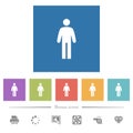 Standing man flat white icons in square backgrounds Royalty Free Stock Photo