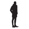 Standing man in jacket, isolated vector silhouette Royalty Free Stock Photo