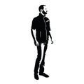 Standing man looks around. Vector illustration