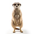 Standing meerkat on white background. Royalty Free Stock Photo