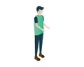 Standing men man isometric illustration vector, isometric men,people isometric,looking men