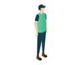 Standing men man isometric illustration vector, isometric men,people isometric,looking men