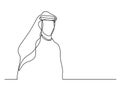 Standing middle east arab man in keffiyeh - single line drawing - single line drawing