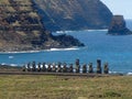 Moai at Ahu Tongariki, on Easter Island, Chile