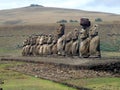 Moai at Ahu Tongariki, on Easter Island, Chile