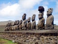 Moai at Ahu Tongariki, on Easter Island, Chile