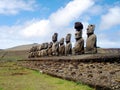 Moai at Ahu Tongariki, on Easter Island, Chile