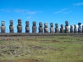 Moai at Ahu Tongariki, on Easter Island, Chile