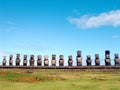 Moai at Ahu Tongariki, on Easter Island, Chile