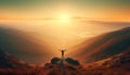 Standing on mountain peak, achieving spiritual freedom generated by AI Royalty Free Stock Photo