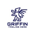 Standing Griffin line art logo design