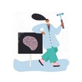 Standing neirologist with reflex hammer hand drawn color illustration. Royalty Free Stock Photo