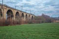 Standing next to the train overpass in Sint Martens Voeren Royalty Free Stock Photo