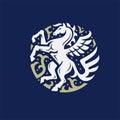 Standing pegasus circle colorful symbol