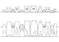 Standing pet animals front and back border set