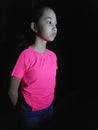 Standing Philippina Girl Child Isolated On Black