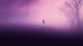 Standing In Purple Fog: A Darkly Romantic Realism In 8k Resolution
