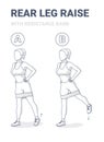 Standing Rear Leg Lift with Resistance Band Home Workout Exercise Guidance Clip Art.