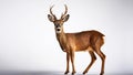 Standing roe deer on a white background. Royalty Free Stock Photo